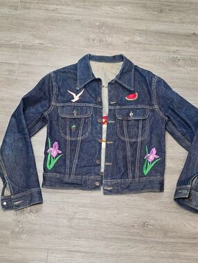 Vintage 70's ? Jean Jacket Sz M  Embroidered Truckers BoHo Hippie